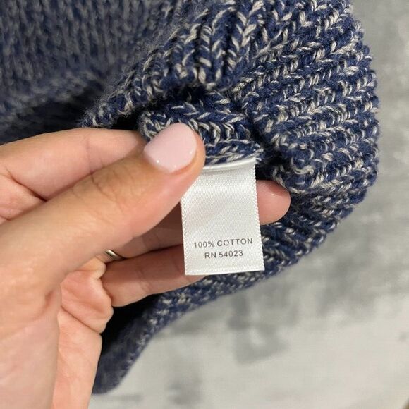 Banana Republic Zip Marled Blue Mock Neck 100% Cotton Thick Ribbed Sweater Sz XL - Picture 7 of 7